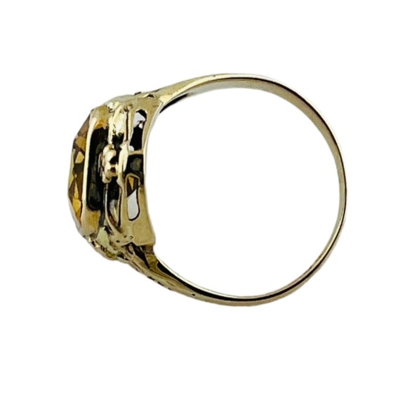 10K Yellow Gold Orange Citrine Filigree Ring #15992 - Picture 5 of 8